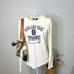 Cute y2k vintage Abercrombie white long sleeve grunge t shirt varsity style